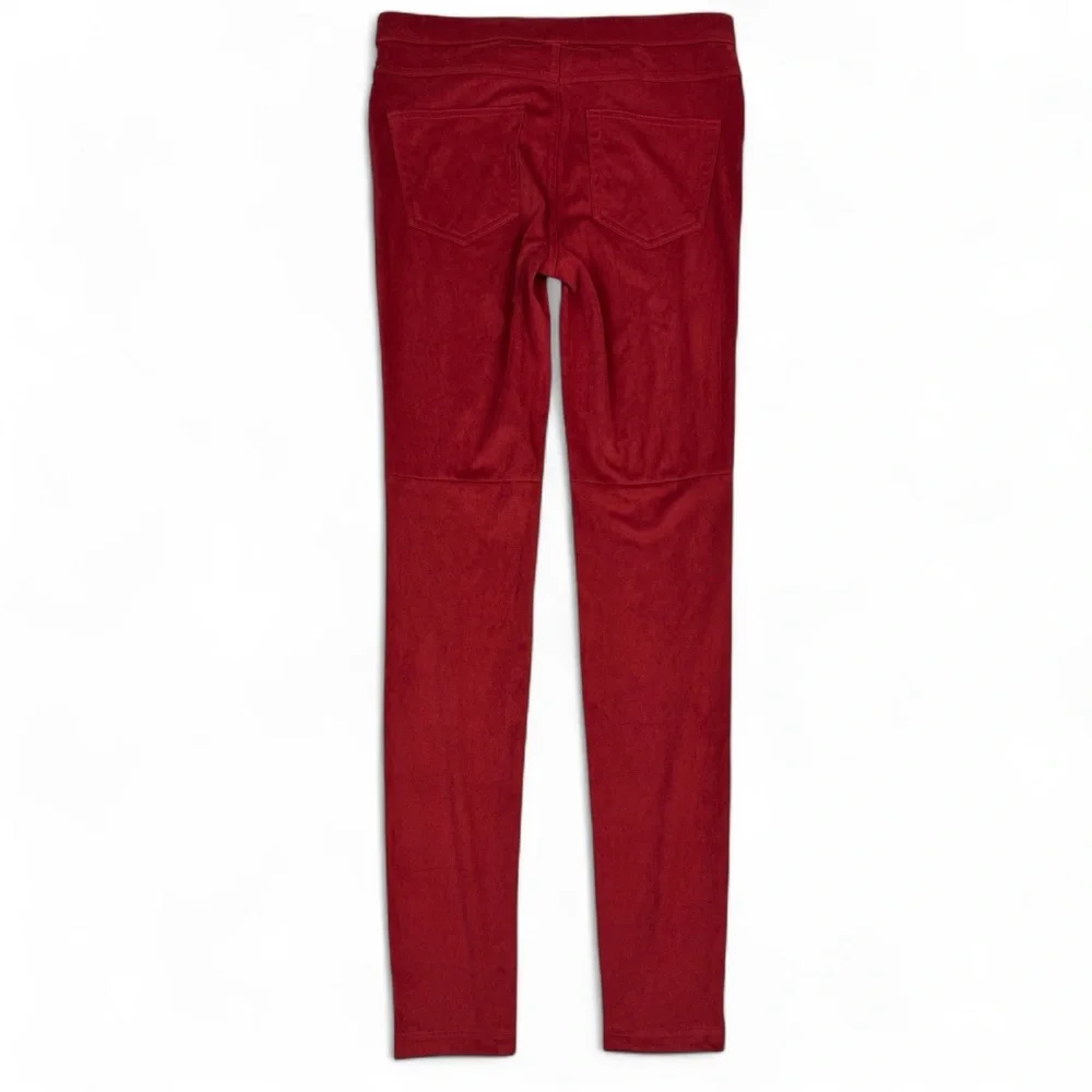HUE Microsuede Leggings Womens S Small Red Dahlia Back Pockets Stretchy